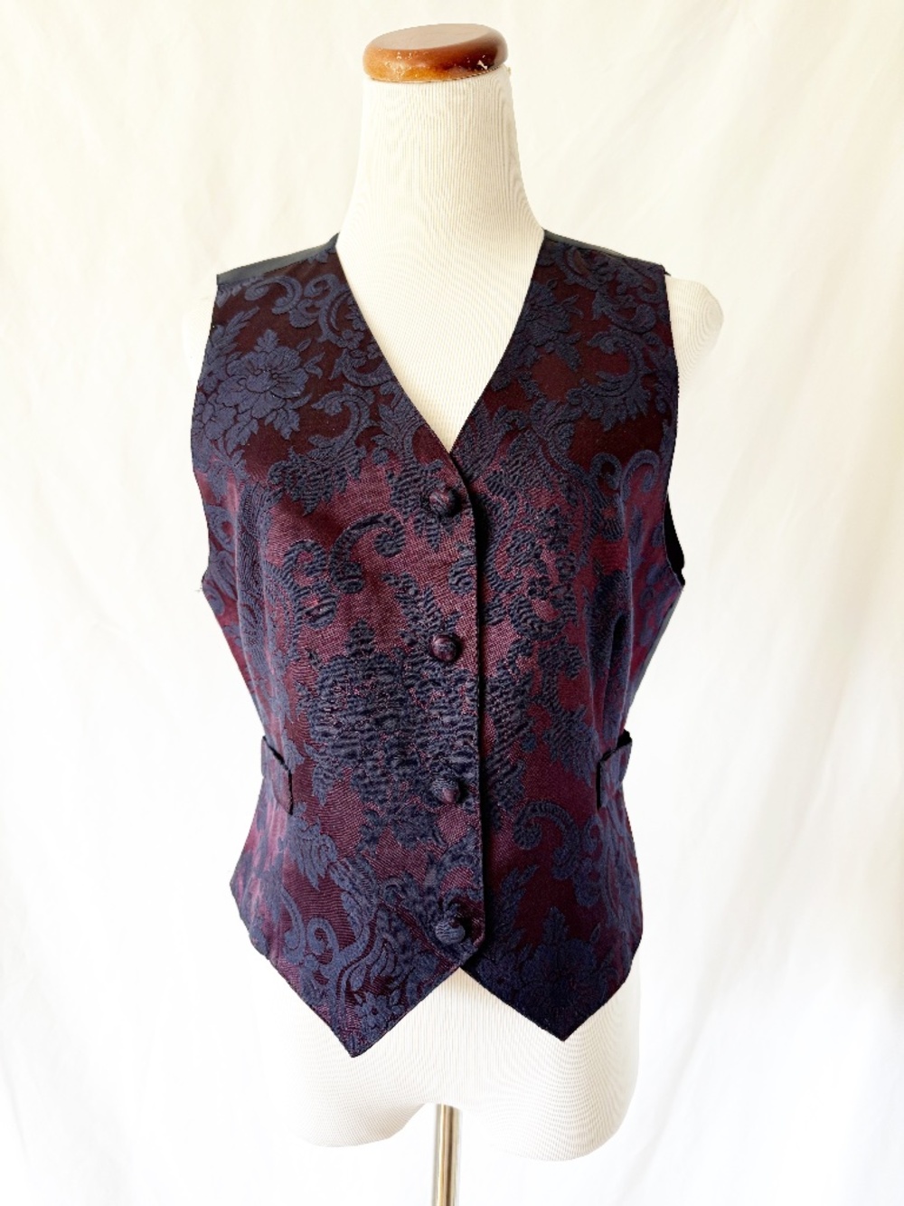Vintage 90s Brocade Vest, Norton McNaughton Petites, Size 6